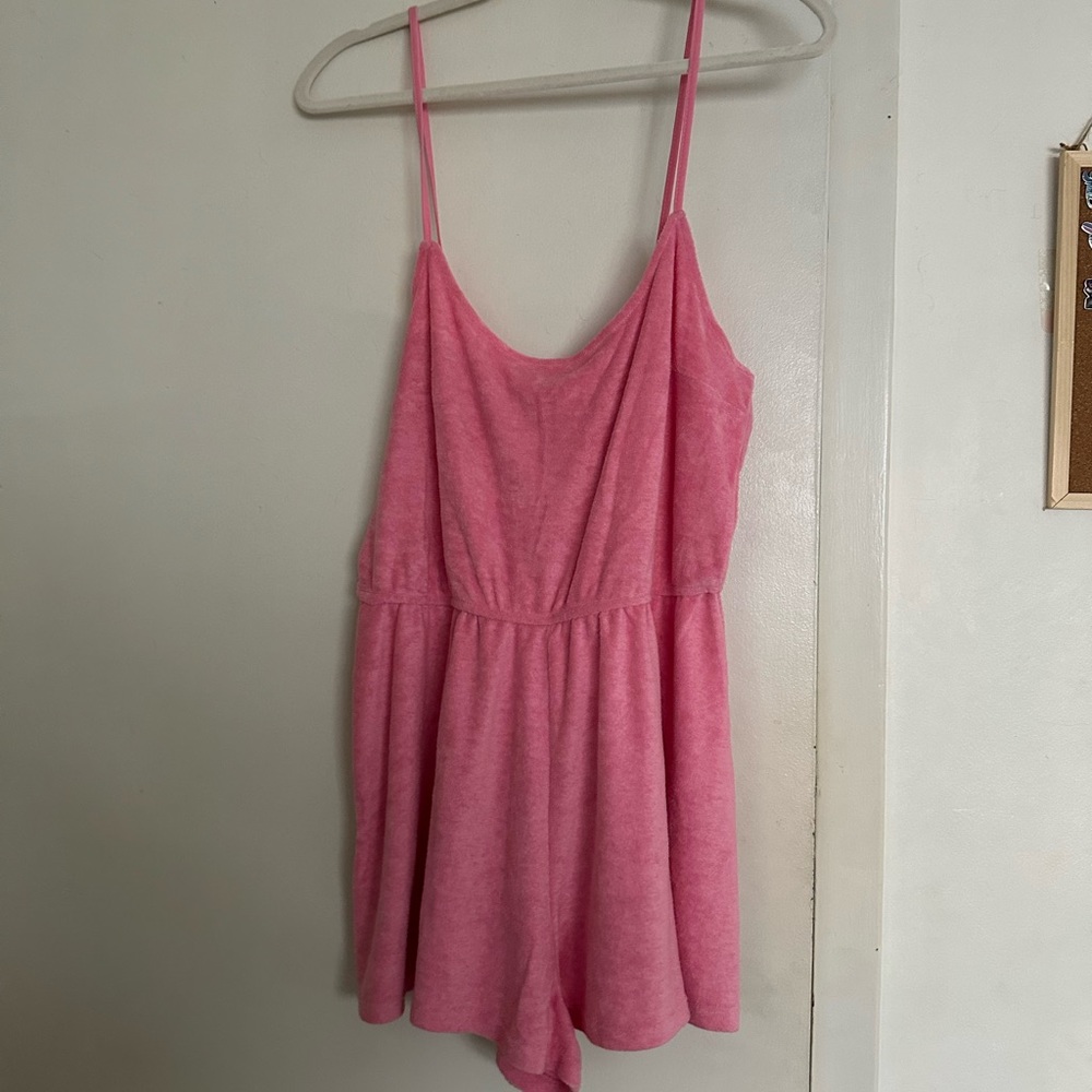 h&m pink terry cloth romper swimsuit cover up